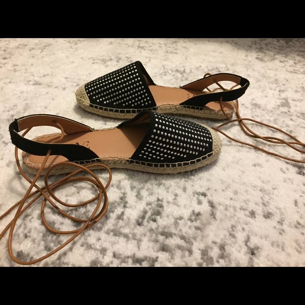 Black studded espadrilles nwot